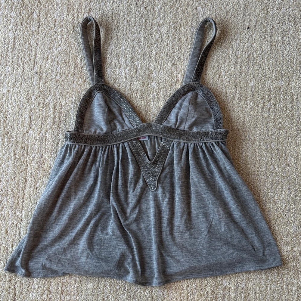 Sass & Bide Gray Top with Beaded Accents